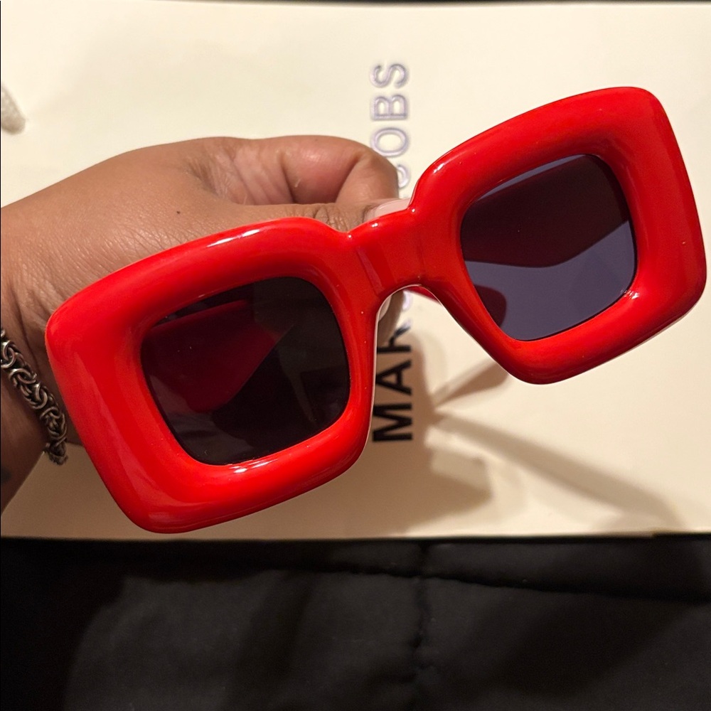Bold Red Square Sunglasses - Picture 3 of 9